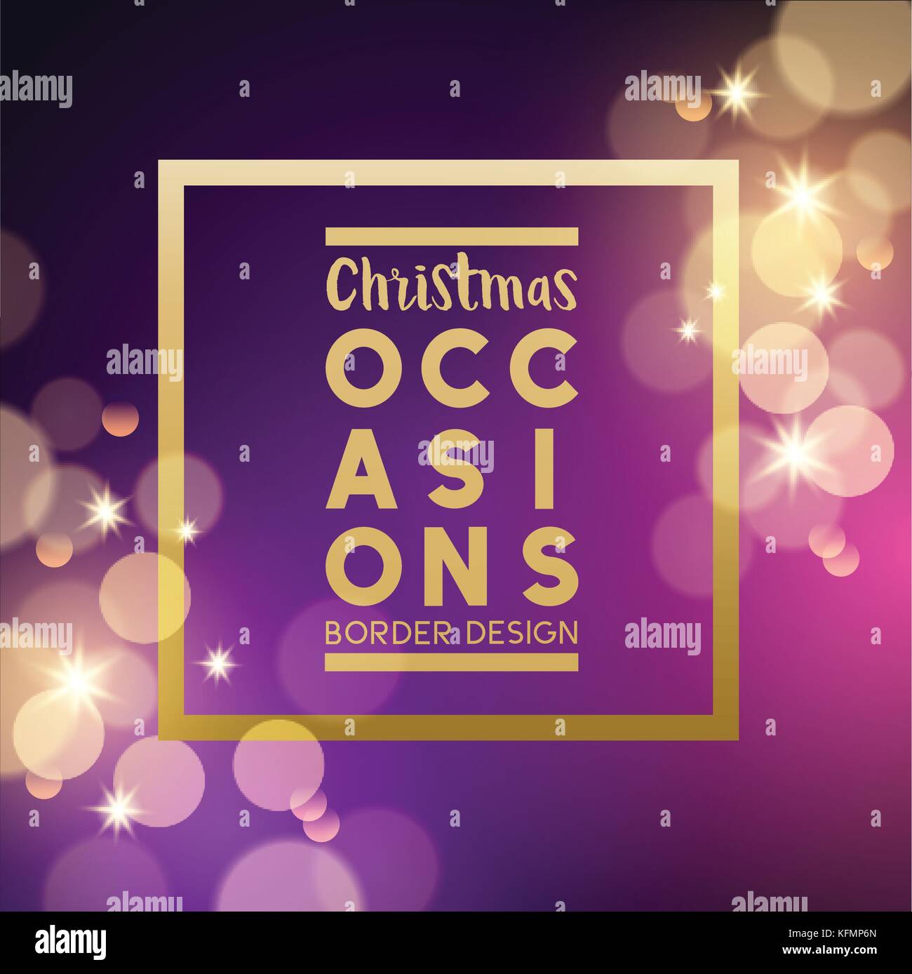 Christmas festive background border design with gold stars and glitter effects. Vector illustration Stock Vector