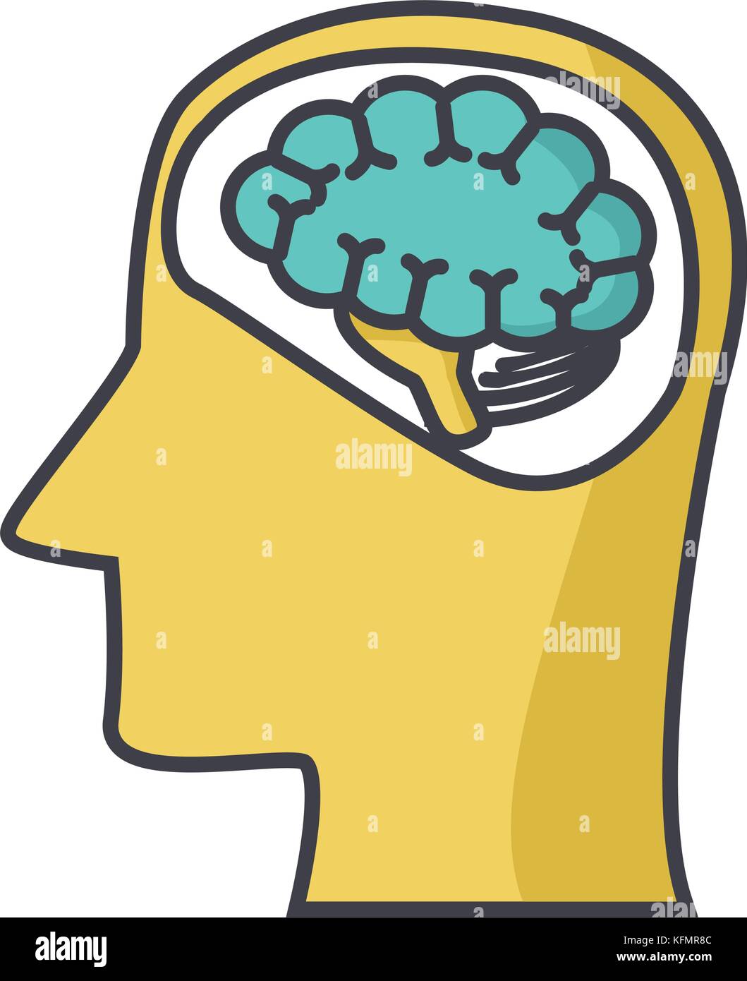 Head silhouette with brain Stock Vector Image & Art - Alamy