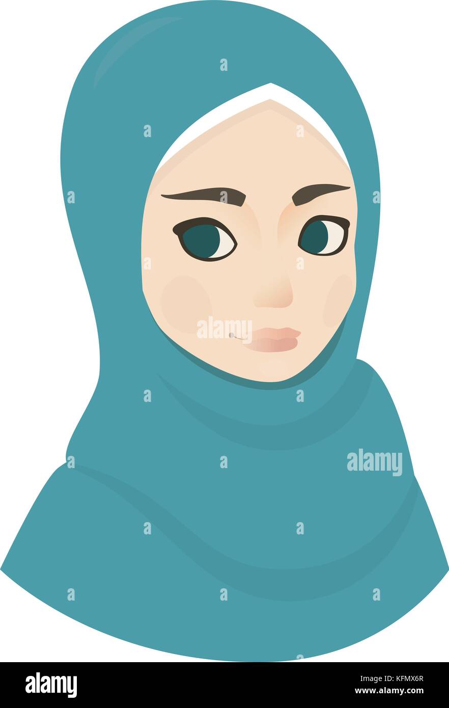 Portrait of muslim beautiful girl woman in hijab, vector illustration Stock Vector