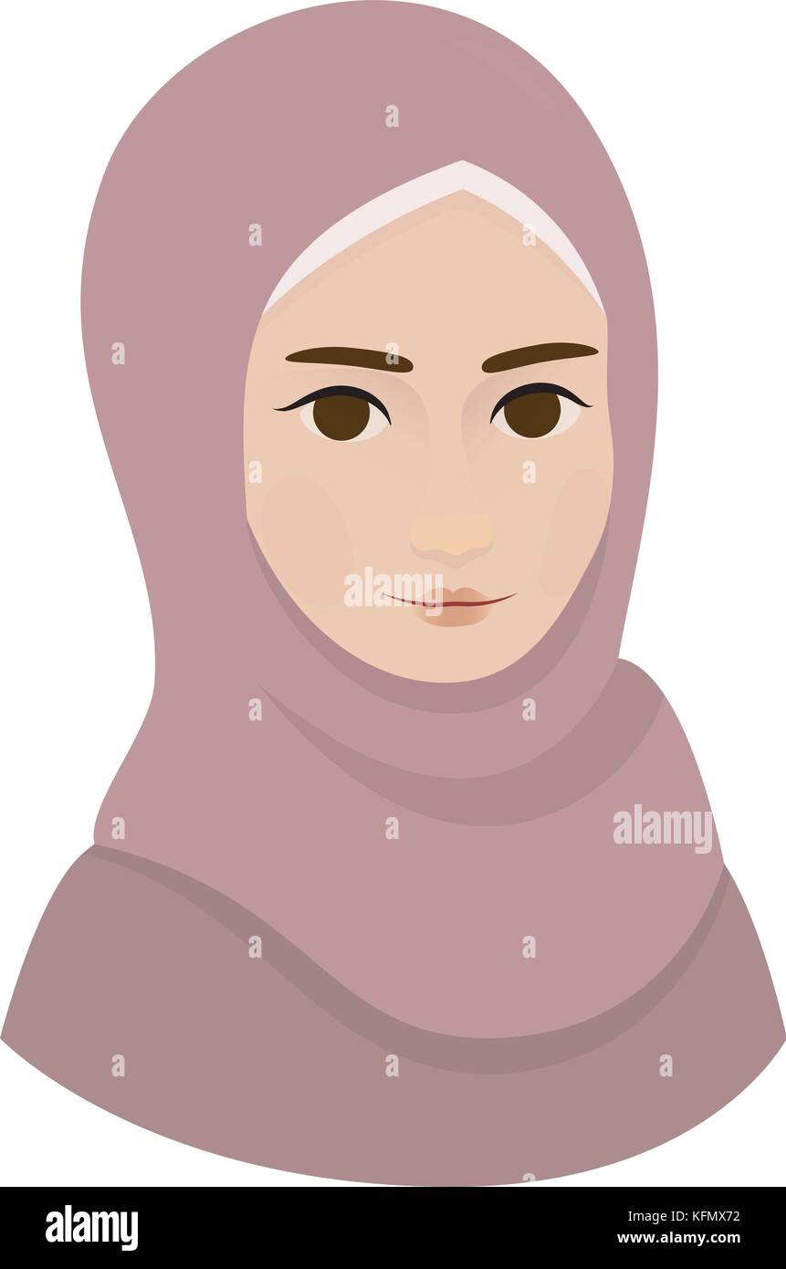 Portrait of muslim beautiful girl woman in hijab, vector illustration Stock Vector