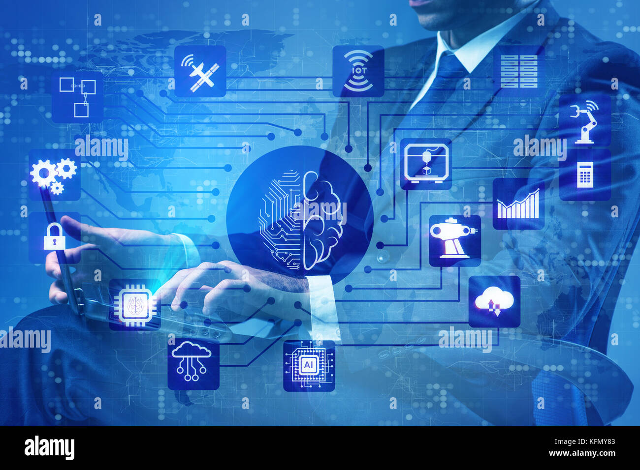 Artificial intelligence concept with businessman Stock Photo - Alamy