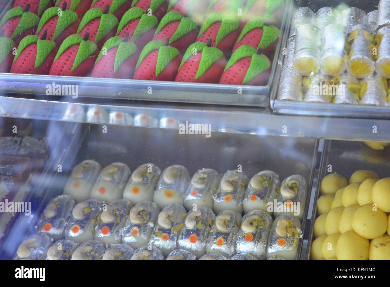 Indian sweets shop view Stock Photo