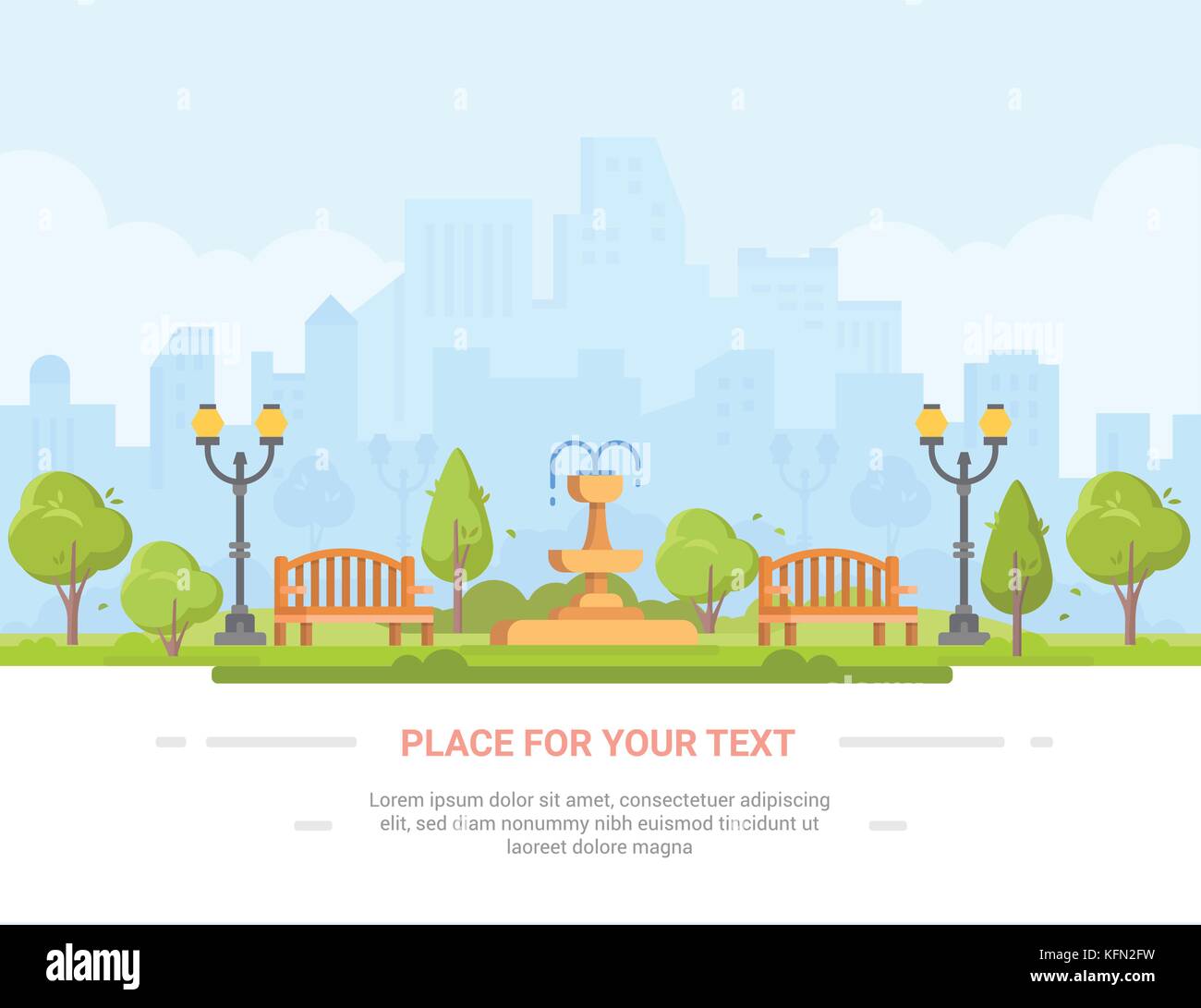 City park - modern vector illustration with place for text Stock Vector ...