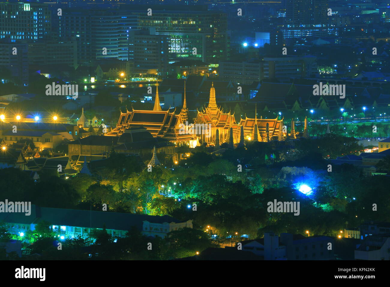 Thailand Landmark The Emerald Buddha and Grand palace at twilight in The palace has been the official residence of the Kings of Siam since 1782. Stock Photo