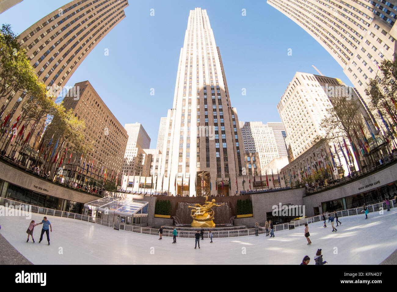 Rockefeller Center iceskating rink in Midtown Manhattan in New York