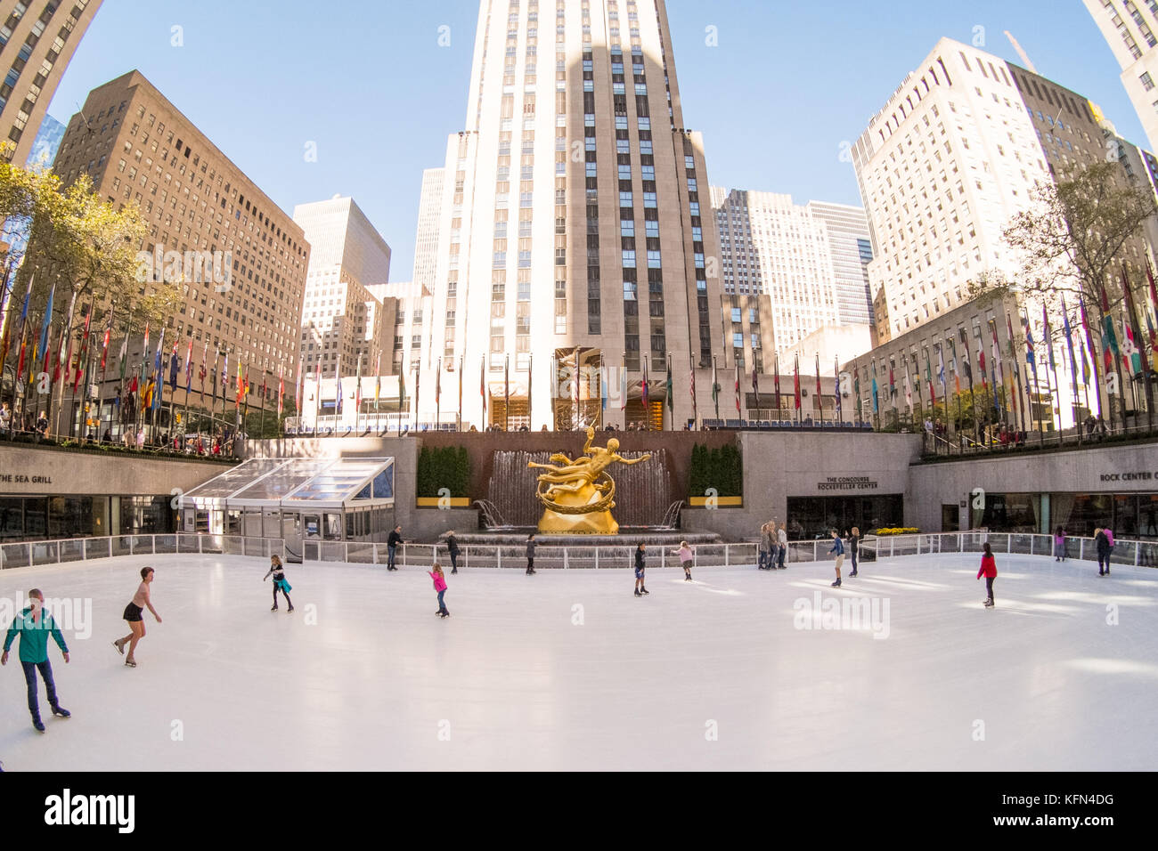 Rockefeller Center iceskating rink in Midtown Manhattan in New York