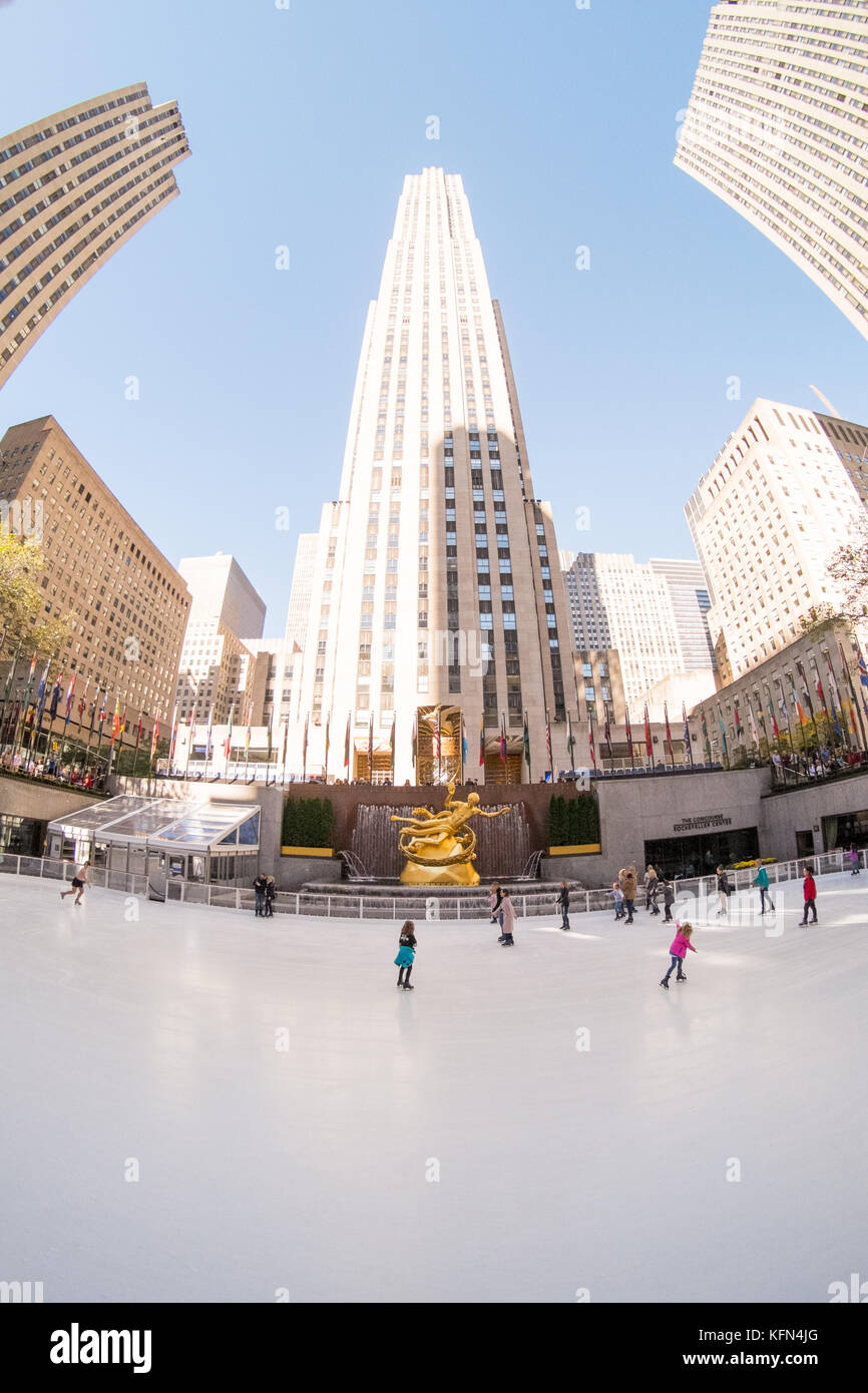 Rockefeller Center iceskating rink in Midtown Manhattan in New York