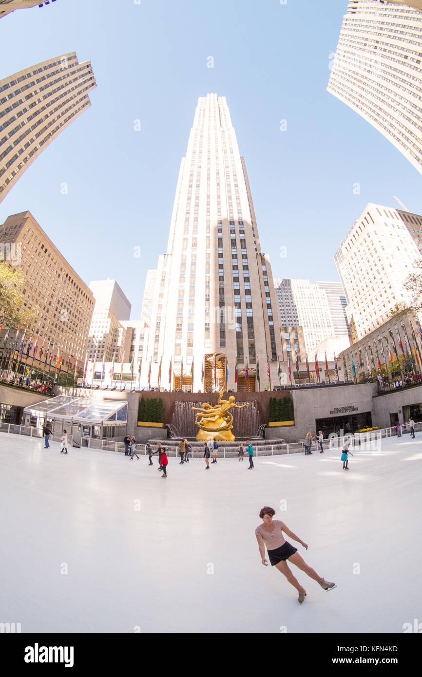 Rockefeller Center iceskating rink in Midtown Manhattan in New York