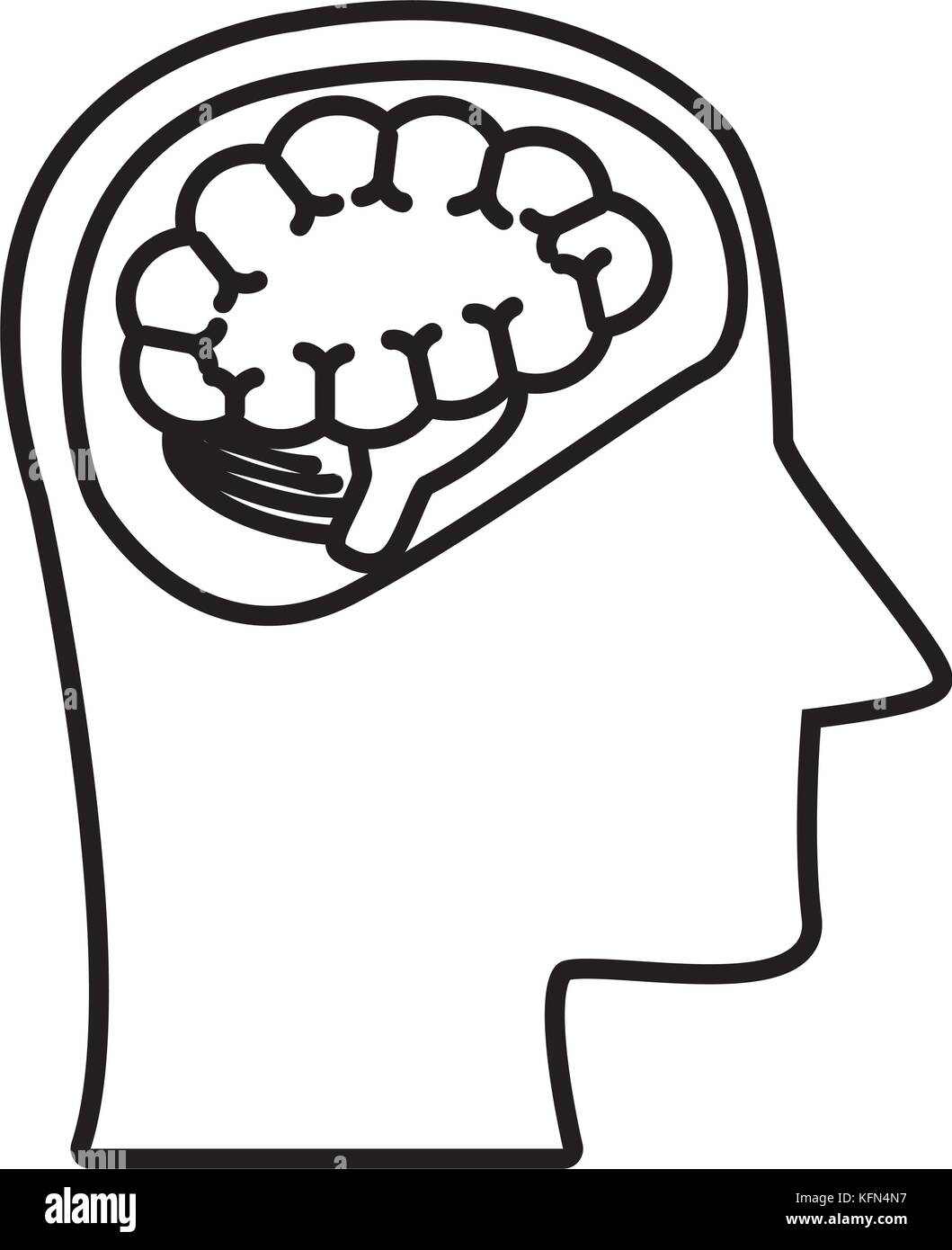 Head silhouette with brain Stock Vector Image & Art - Alamy