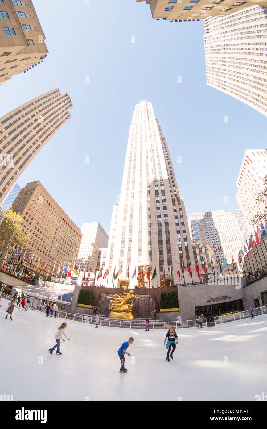 Rockefeller Center iceskating rink in Midtown Manhattan in New York