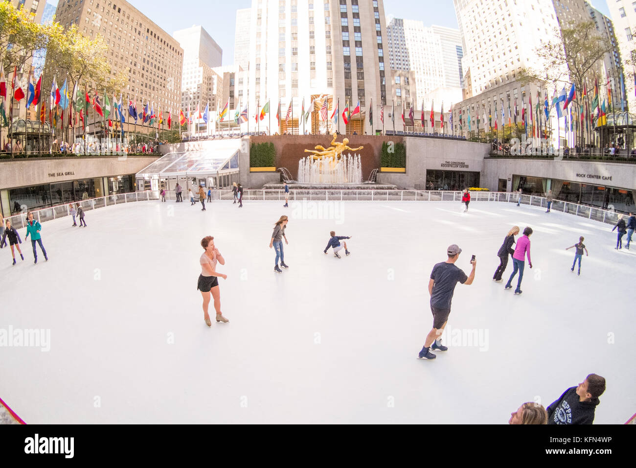 Rockefeller Center iceskating rink in Midtown Manhattan in New York
