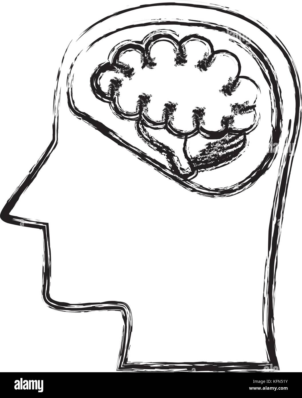 Head silhouette with brain Stock Vector Image & Art - Alamy
