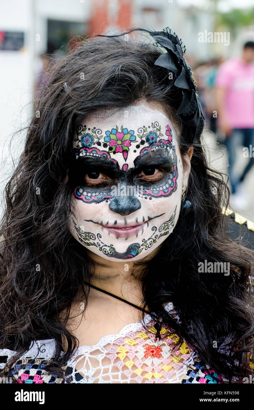 Sao Paulo, Brazil - October 29, 2017: Celebration of Dia de los Muertos (Day of the Dead) brings together the entire Mexican community at the Memorial Stock Photo