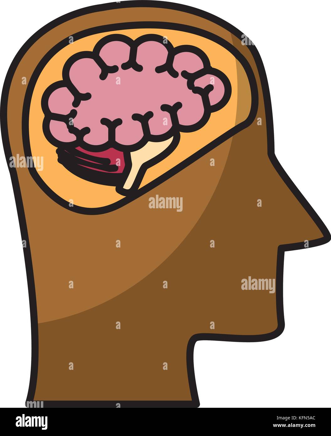Head silhouette with brain Stock Vector Image & Art - Alamy