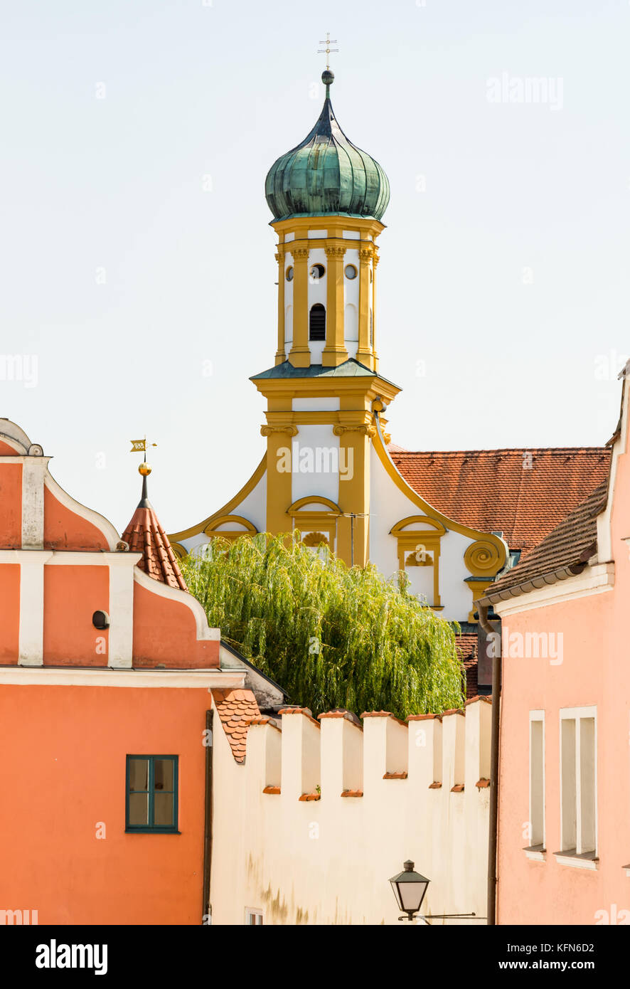 Church in the city of Neuburg (Bavaria, Germany) Stock Photo