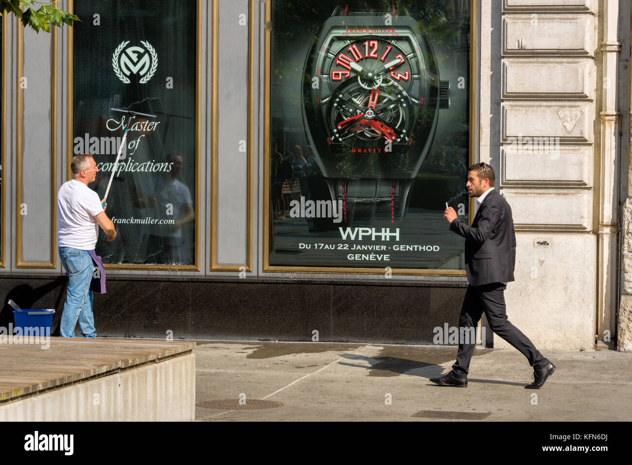 GENEVA, SWITZERLAND - AUGUST 29. Square Belair, the shop of a great manufacturer of switzerland watches Stock Photo