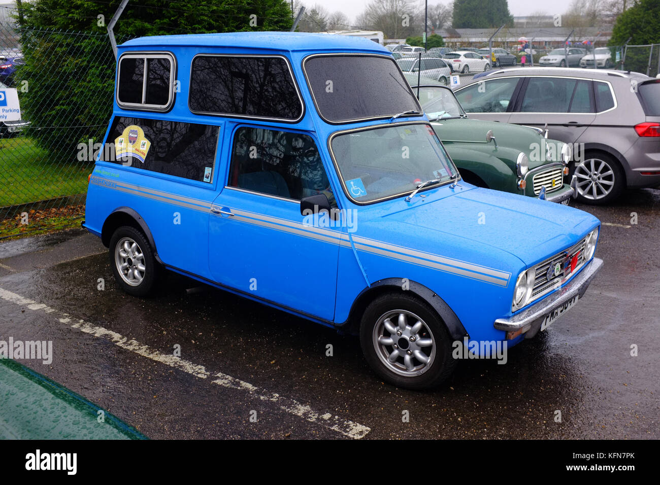 A classic mini modified to accommodate a wheelchair Stock Photo