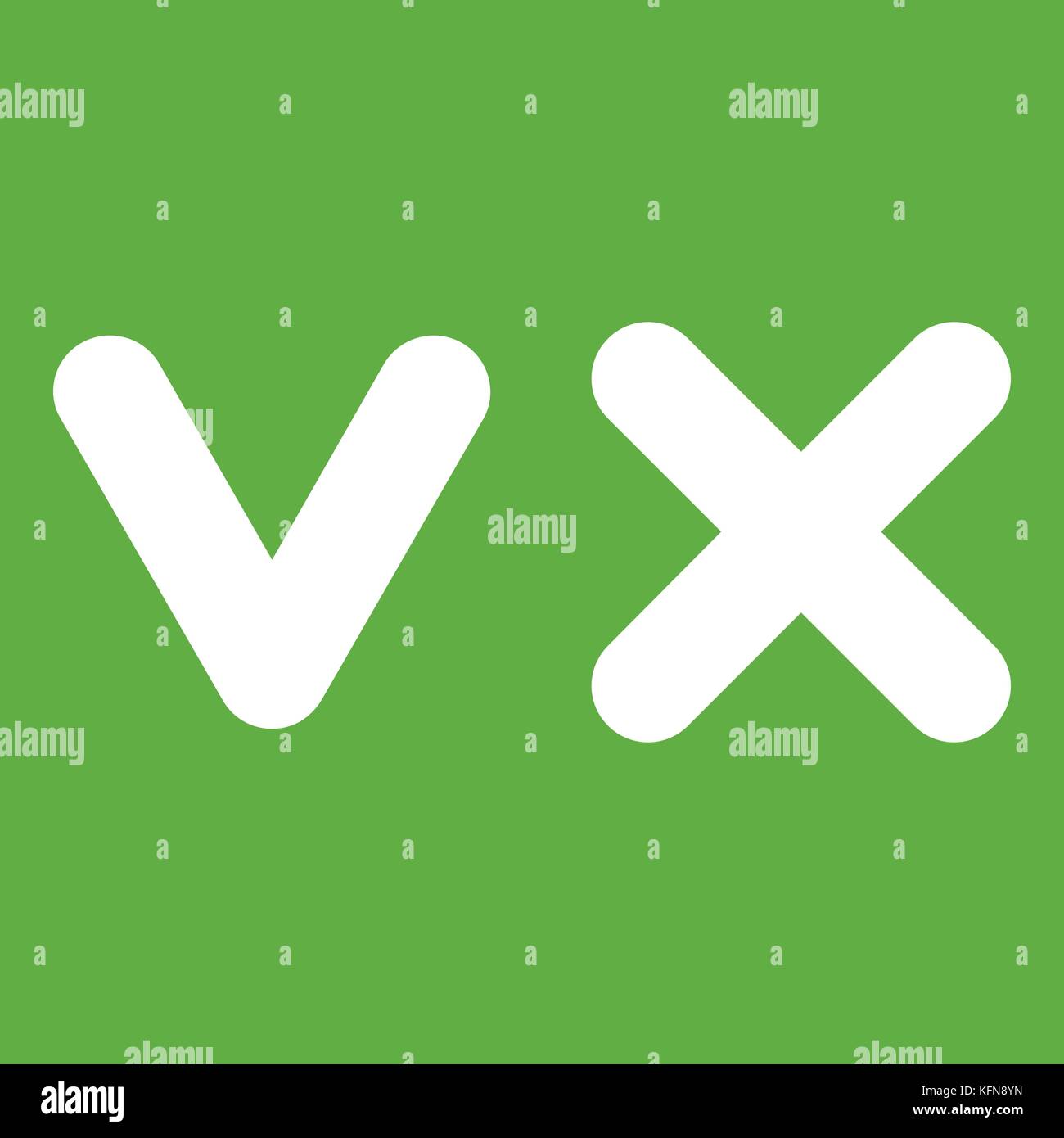 Fat tick and cross icon green Stock Vector Image & Art - Alamy
