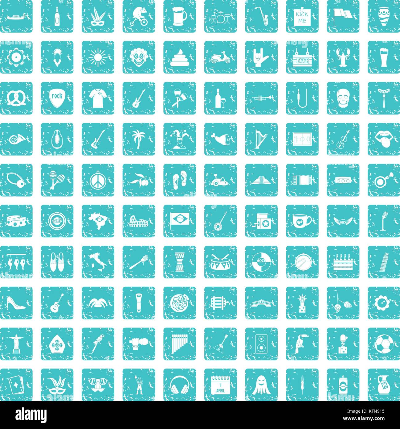 100 street festival icons set grunge blue Stock Vector Image & Art - Alamy