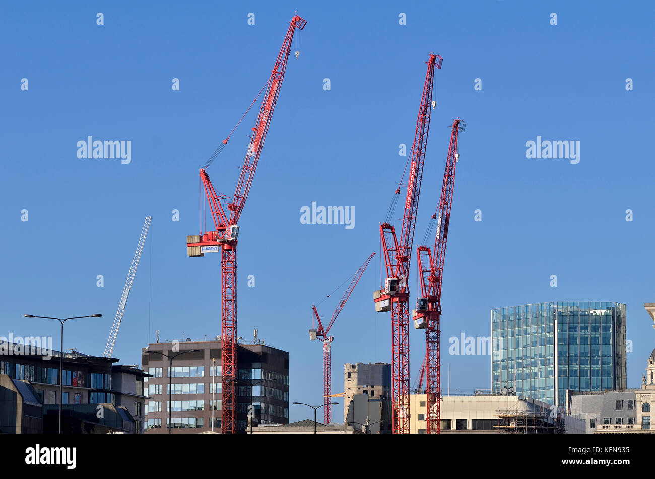 Tower cranes, London Bridge Place, London, UK. Stock Photo
