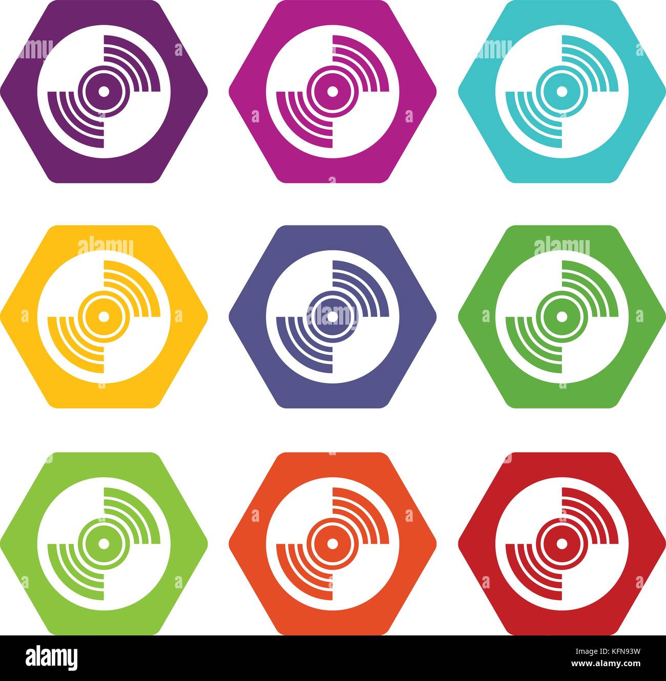 Gramophone vinyl LP record icon set color hexahedron Stock Vector Image ...