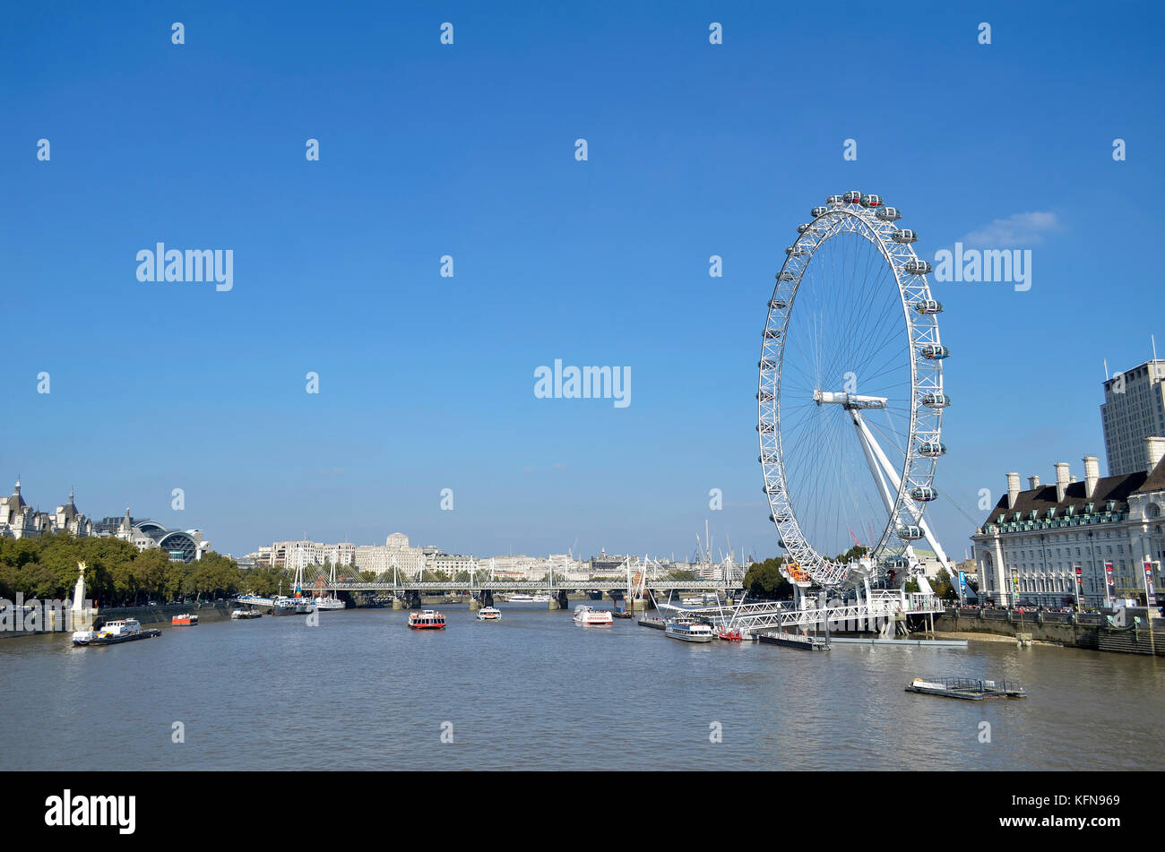 London Eye, River Thames, London, UK. Stock Photo