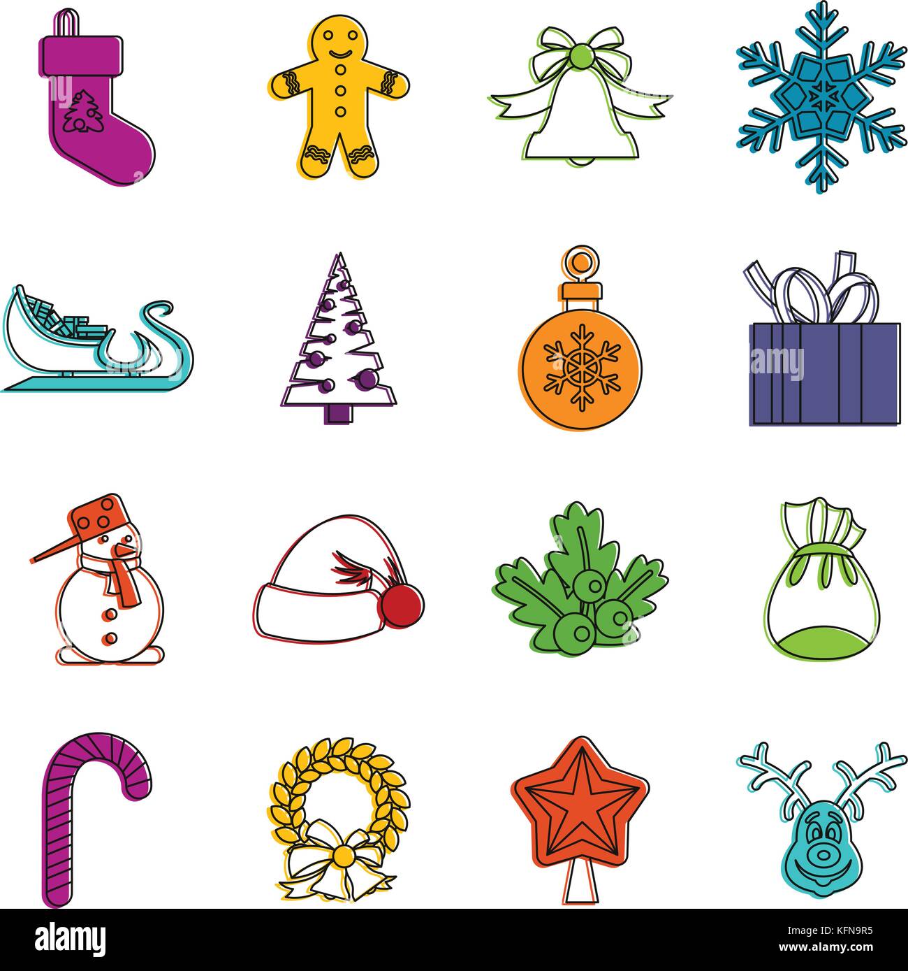 Christmas icons doodle set Stock Vector Image & Art - Alamy