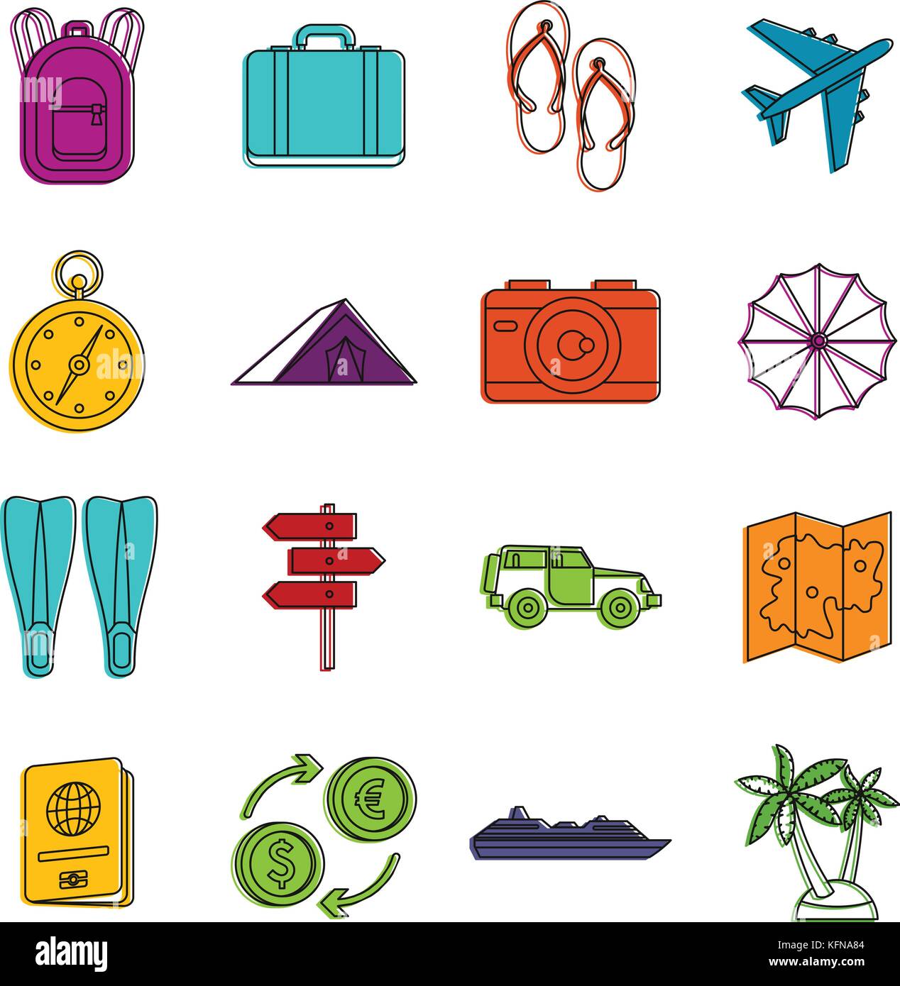 Travel icons doodle set Stock Vector Image & Art - Alamy
