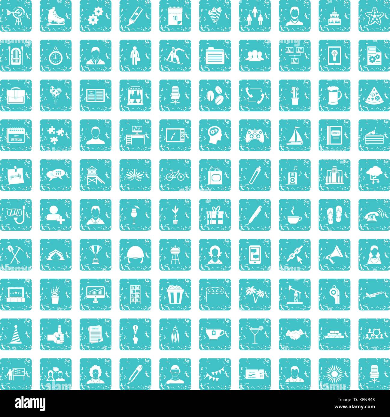 100 team building icons set grunge blue Stock Vector Image & Art - Alamy