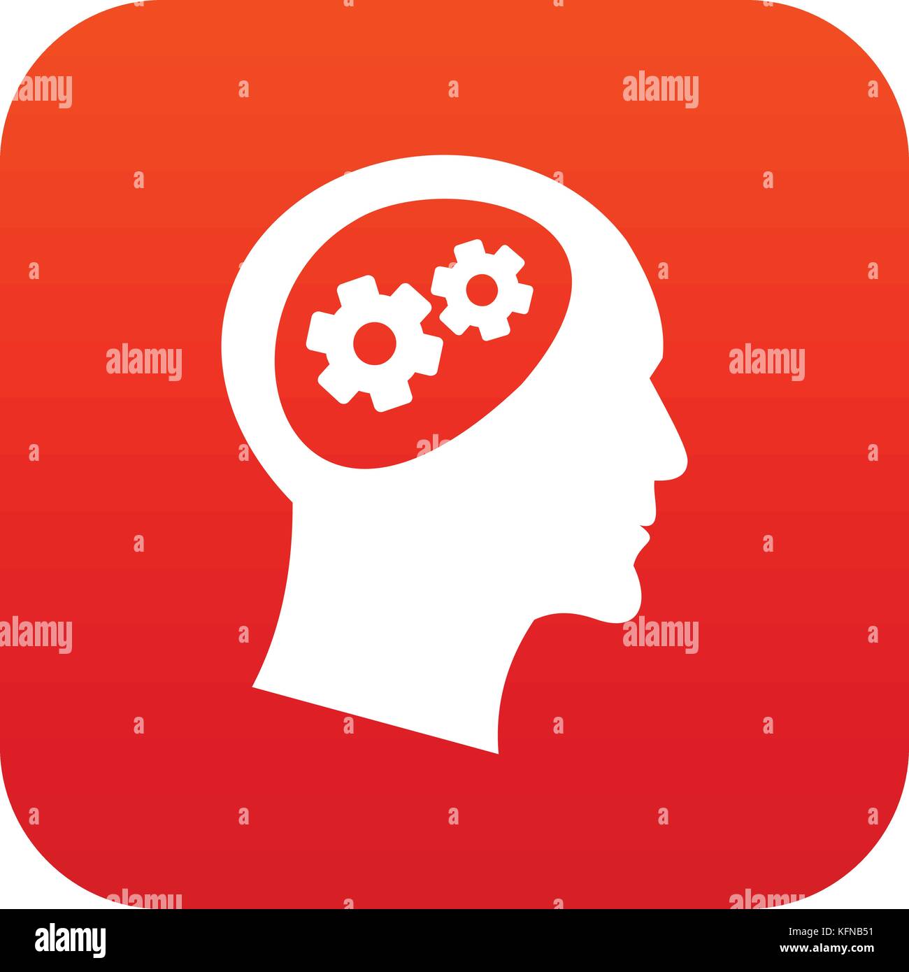 Gear in head icon digital red Stock Vector Image & Art - Alamy