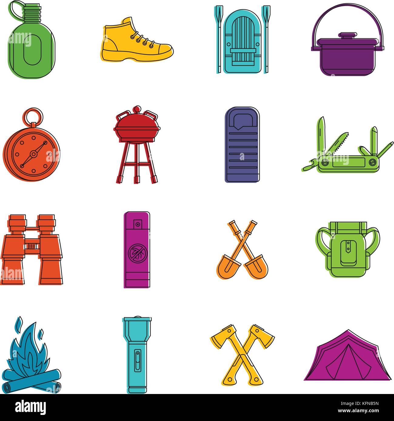 Recreation tourism icons doodle set Stock Vector Image & Art - Alamy