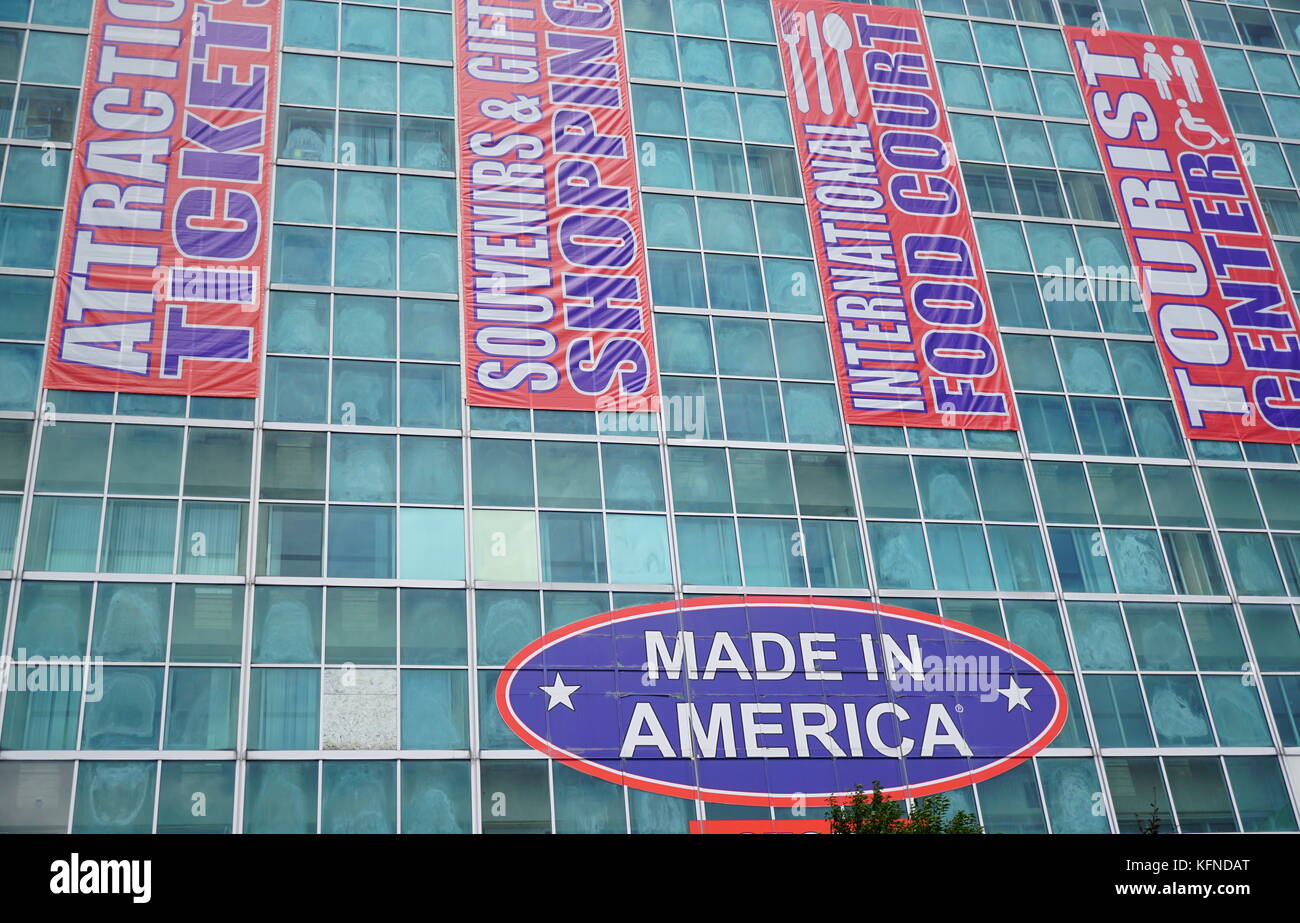 Exterior wall displaying "Made in America" at Niagara Falls Visitor Center, Niagara Falls, NY