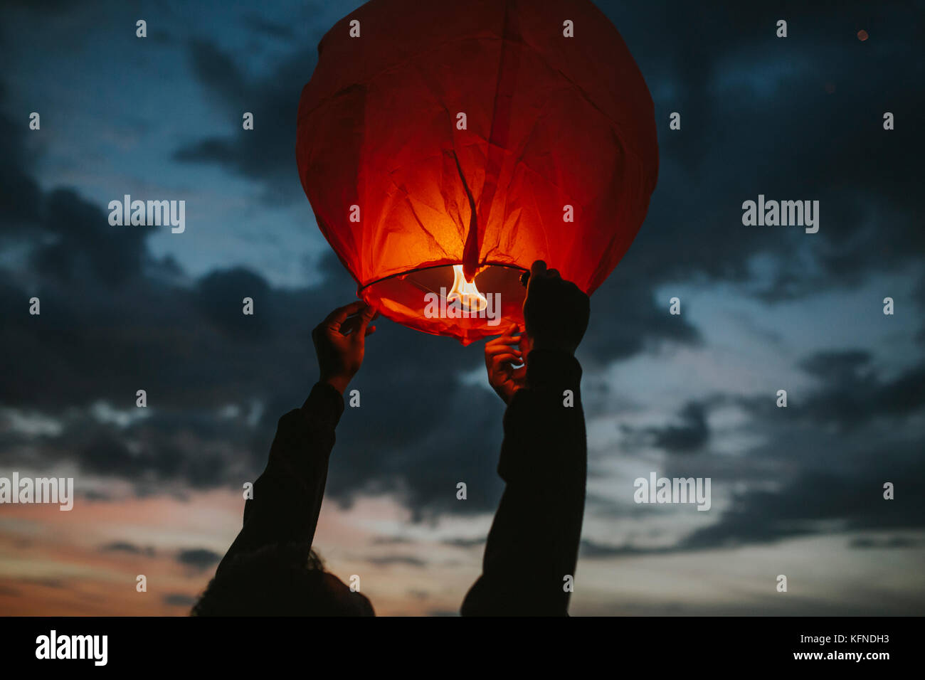 Fire Lantern Festival Stock Photo Alamy