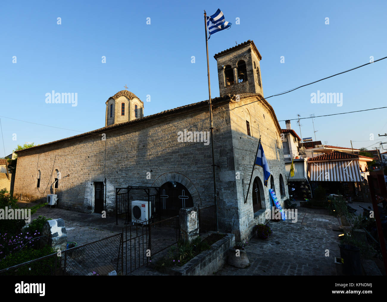 The church of Agios Dimitrios in Afytos, Chalkidiki, Greece. Stock Photo