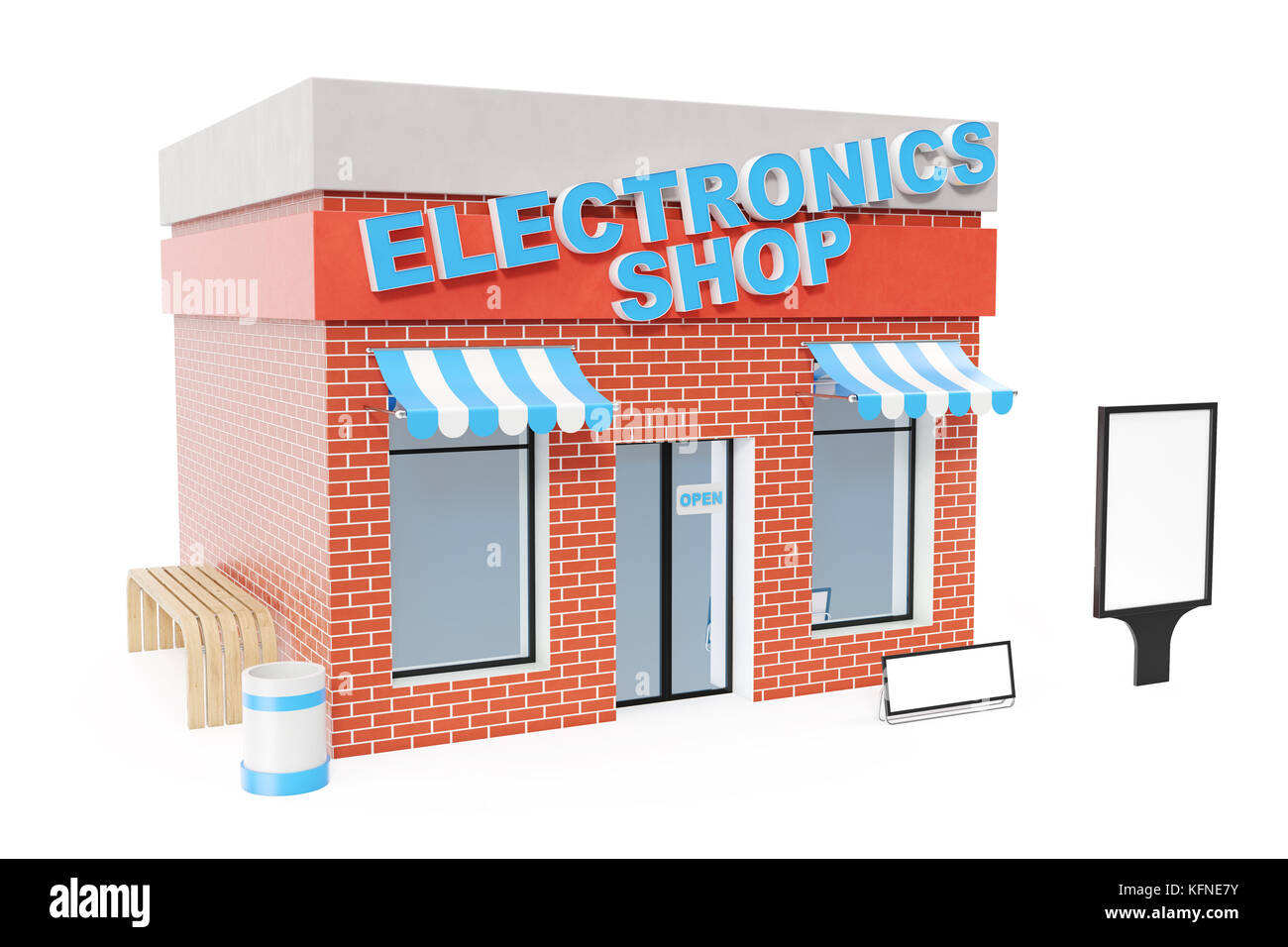 Electronics Store with copy space board isolated on white background