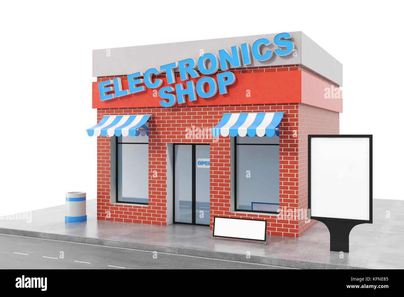 Electronics Store with copy space board isolated on white background