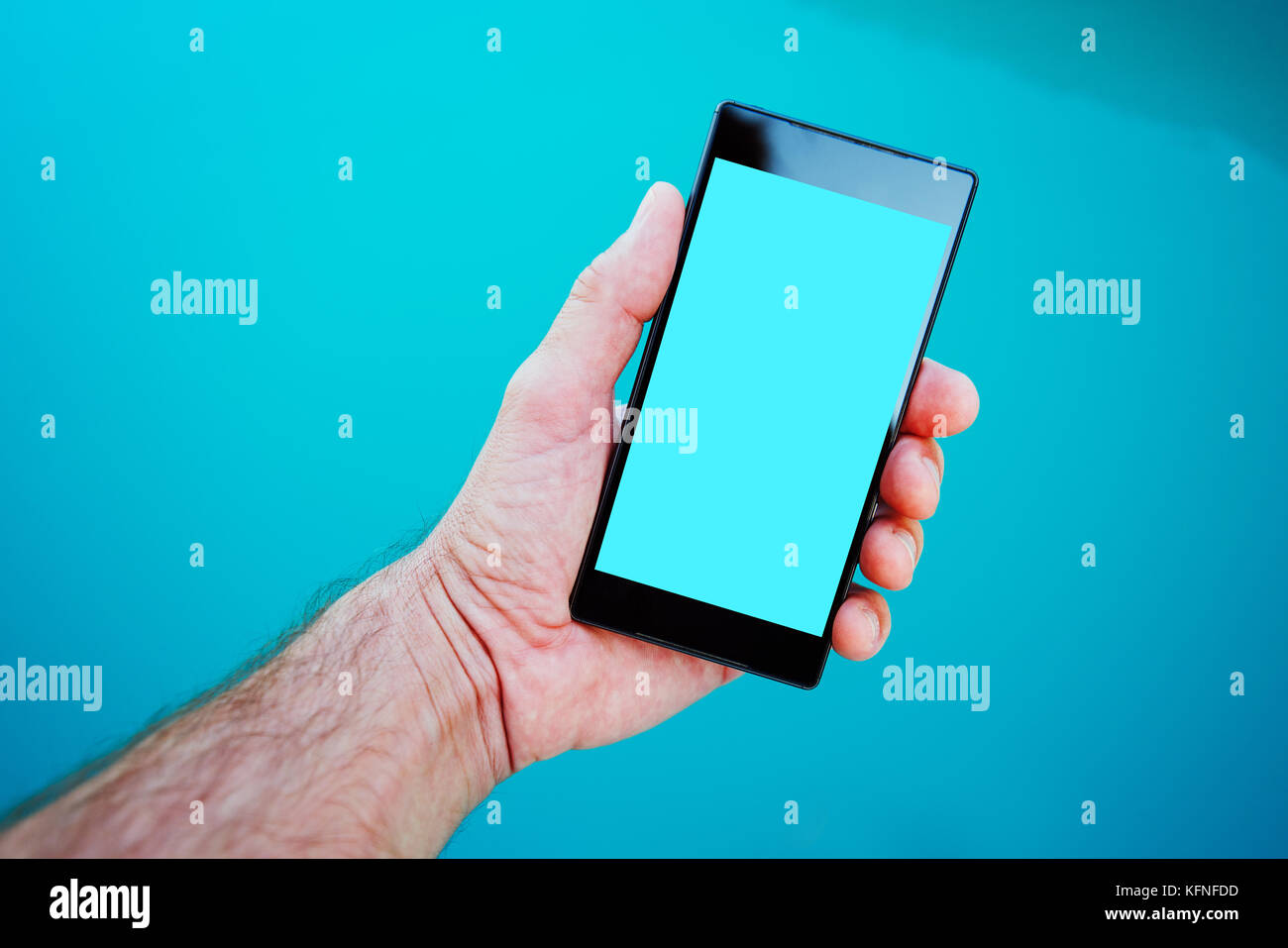 Swimming pool mobile phone app, smartphone device screen as mock up copy space Stock Photo