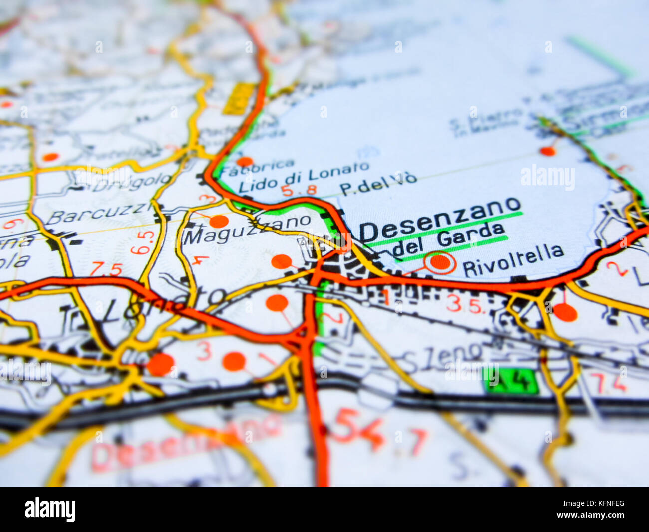 Desenzano city over a road map (ITALY) Stock Photo