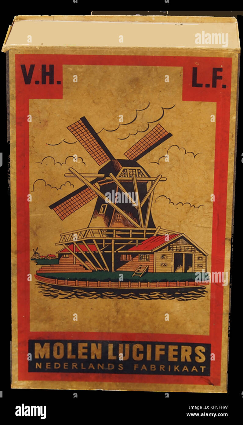 HISTORY OF TOBACCO - John Walker of Stockton on Tees UK invented safety matches in 1826  to replace those that produced sparks. This is a pack of ordinary matches branded Molen Lucifers Stock Photo