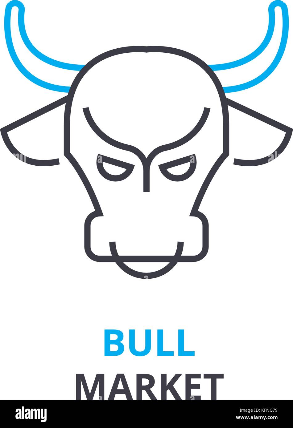 bull market concept , outline icon, linear sign, thin line pictogram ...