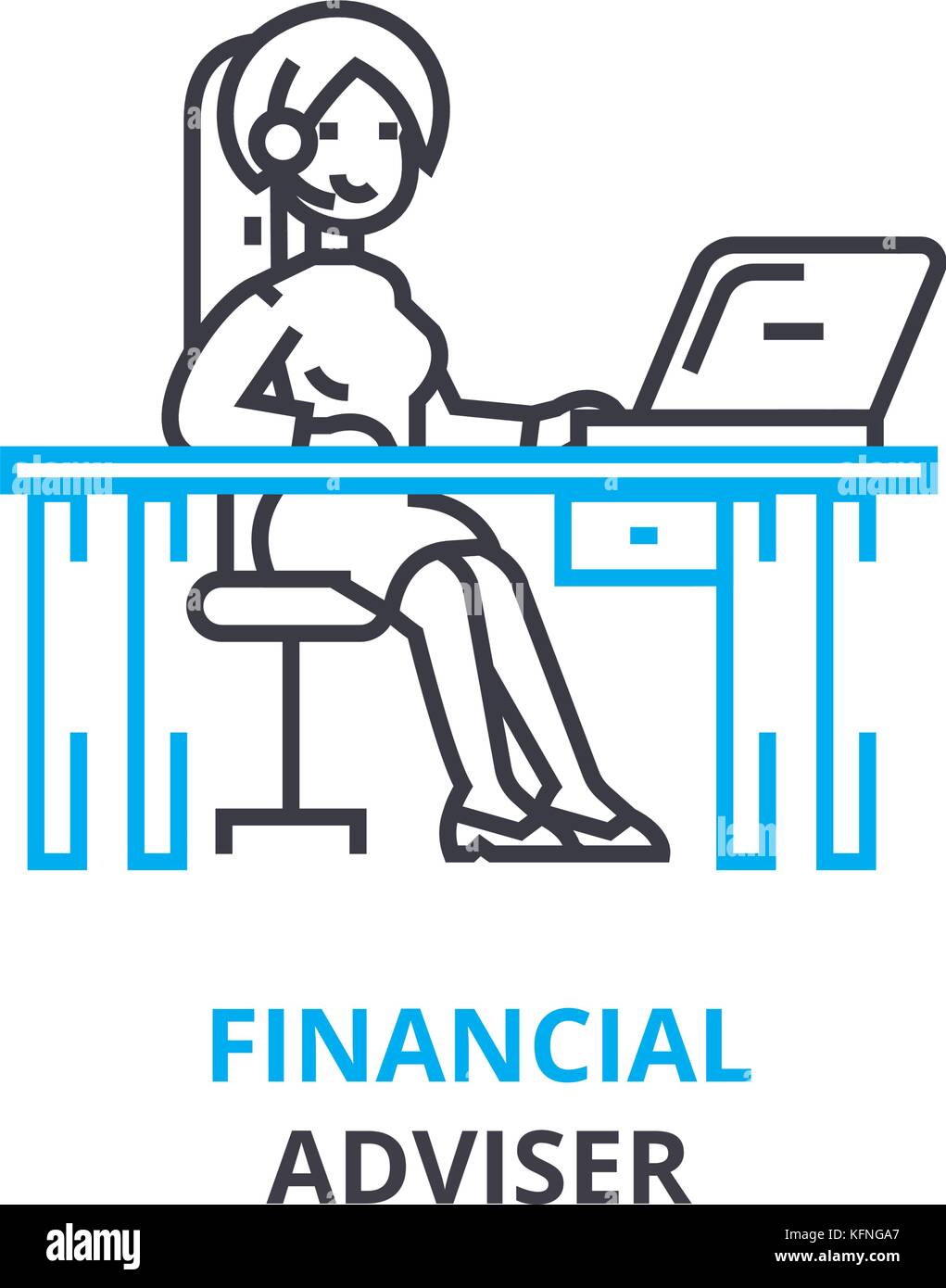financial adviser concept , outline icon, linear sign, thin line ...