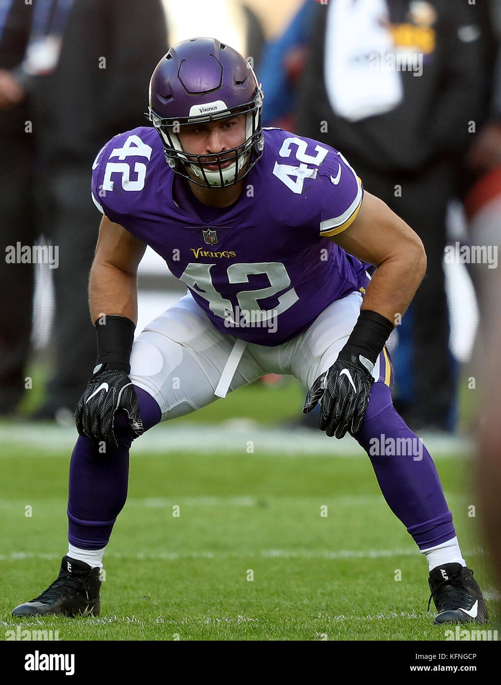 Minnesota Vikings' Ben Gedeon during the International Series NFL match at  Twickenham, London. PRESS ASSOCIATION Photo. Picture date: Sunday October  29, 2017. See PA story GRIDIRON London. Photo credit should read: Simon