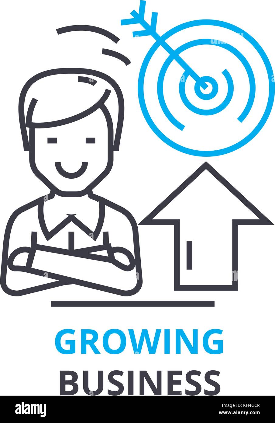 growing business concept , outline icon, linear sign, thin line ...