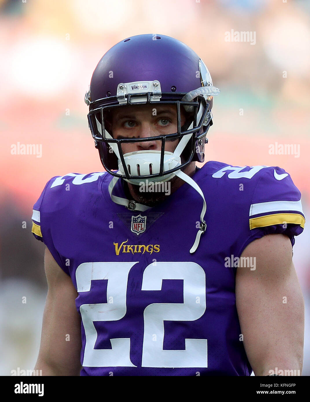 Minnesota Vikings' Harrison Smith during warm-up before during the  International Series NFL match at Twickenham, London. PRESS ASSOCIATION  Photo. Picture date: Sunday October 29, 2017. See PA story GRIDIRON London.  Photo credit