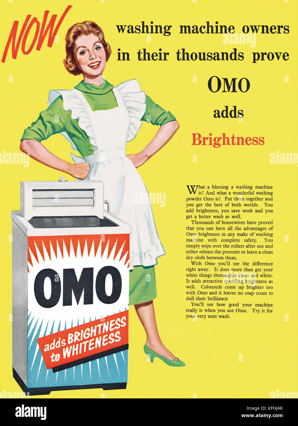 1957 British advertisement for Omo soap powder. Stock Photo
