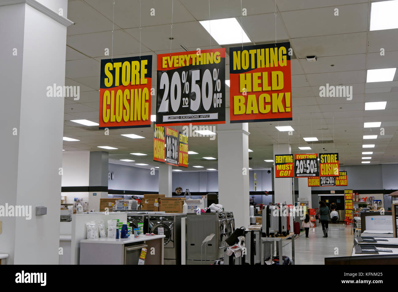 Store closing sale sign 2017 inside Sears Canada department store In