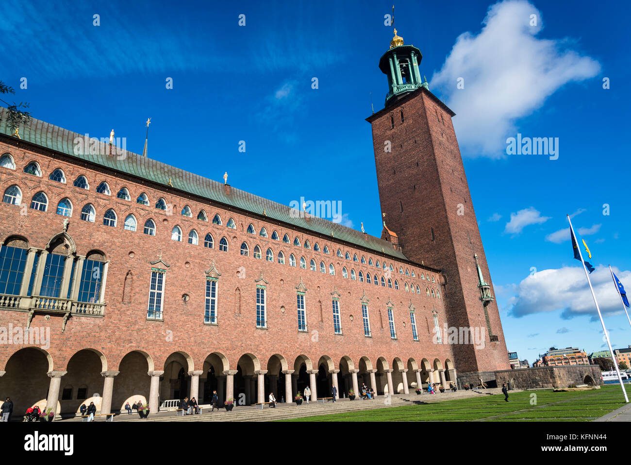 Stockholm City Hall, an example of national romanticism in architecture, Stockholm, Sweden Stock