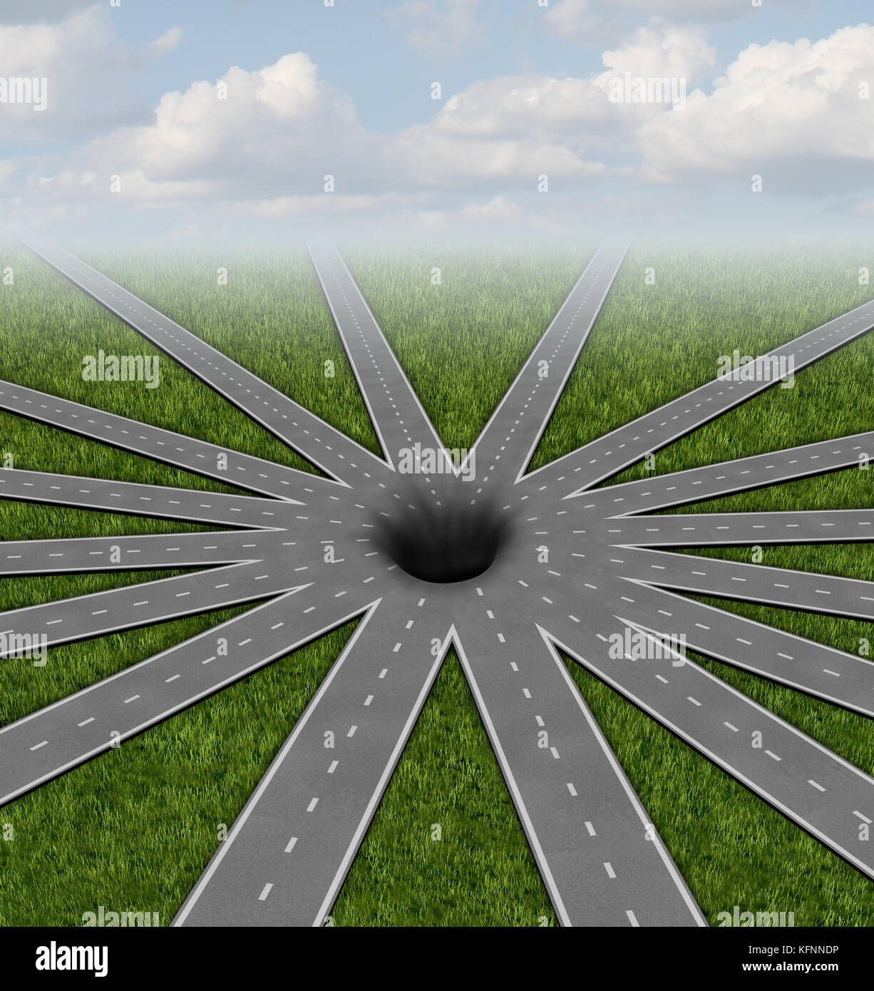 Pit hole or pithole unavoidable road of life concept and choices or