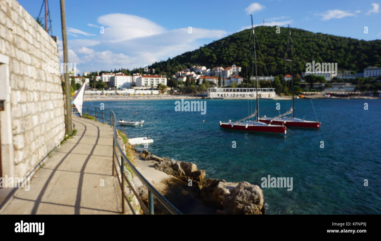 colorful and natual beach of dubrovnik in croatia Stock Photo