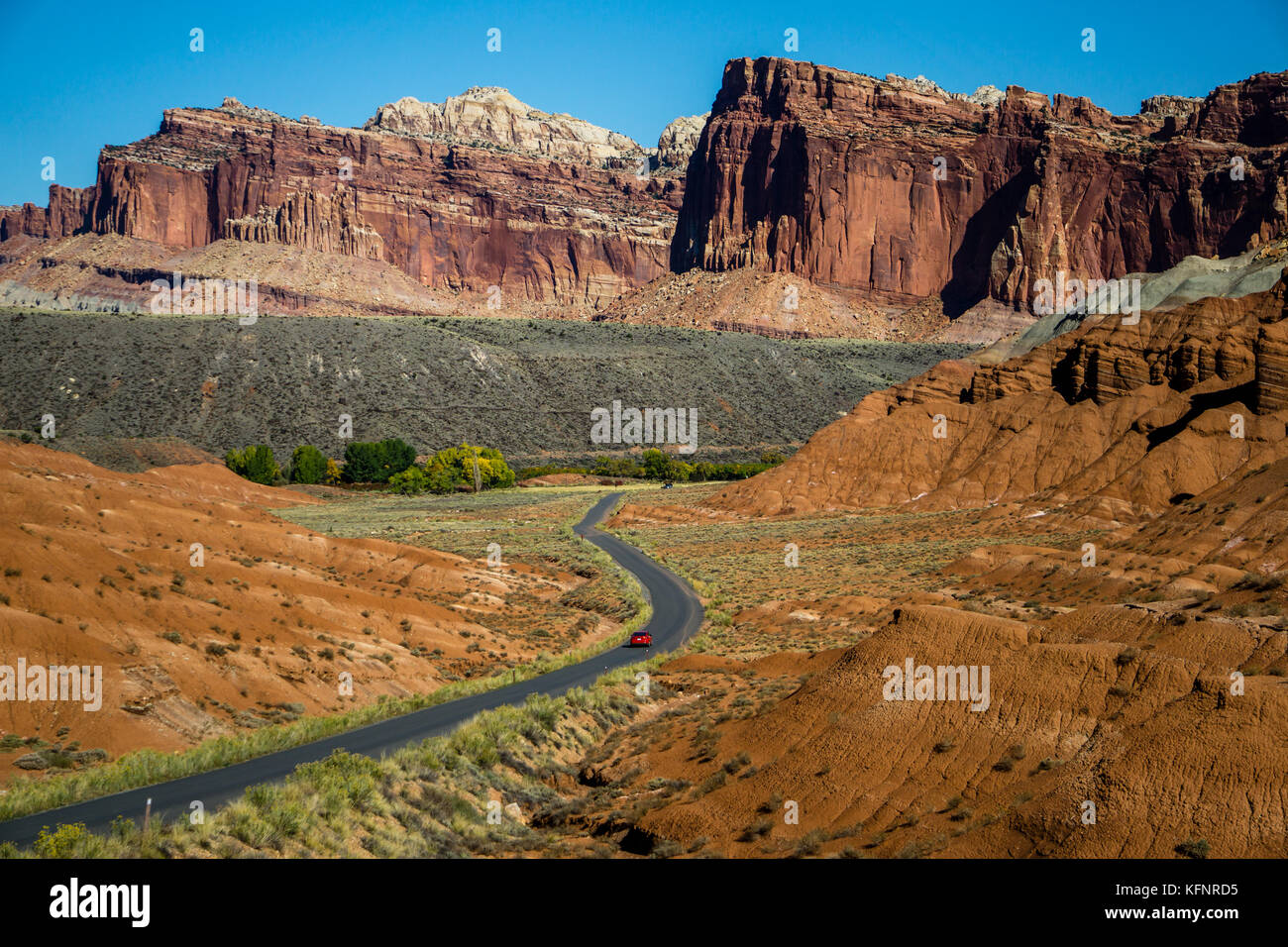 A scenic drive near the visitor center of Capitol Reef Stock Photo Alamy